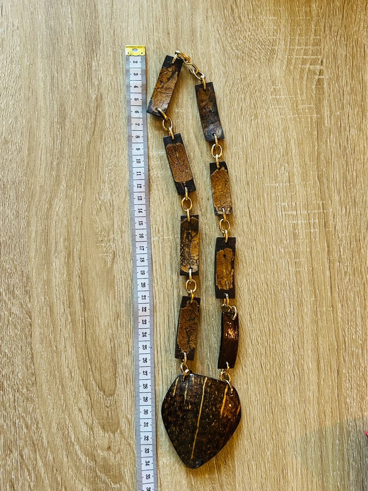 Vintage gesneden kokosnoot collier - etnische bohemien geest – photo 6